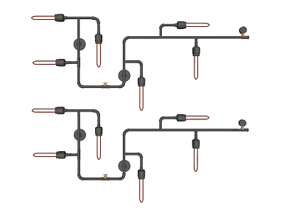Modern Wall Lamp Design With Black And Copper Metal Structures For Interior Decor 3d model