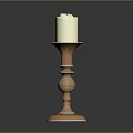 Elegant Decorative Copper Candlestick With White Candle And Ornate Base Design