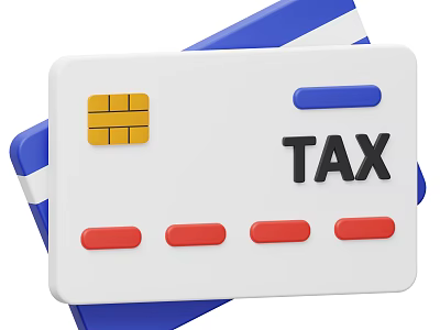 Practical Tax Payment Card With White Background Yellow Chip And Red Blue Details 3d model