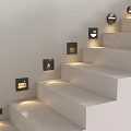 Modern White Staircase Wall Lamps on Side Walls Illuminating Steps