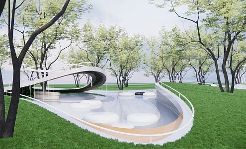 Modern Park Leisure Guangguan Street Green Pocket Park 3d model