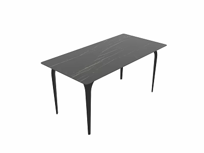 Modern Dining Table With Dark Wood Grain Tabletop And Slender Black Legs 3d model