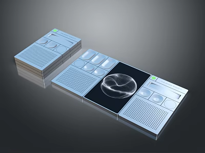Modern Electronic Control Panels With Interactive Buttons And Glass Display Module 3d model