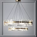 Four Modern Circular Crystal Chandeliers with Stylish Design Hanging on Gray Wall