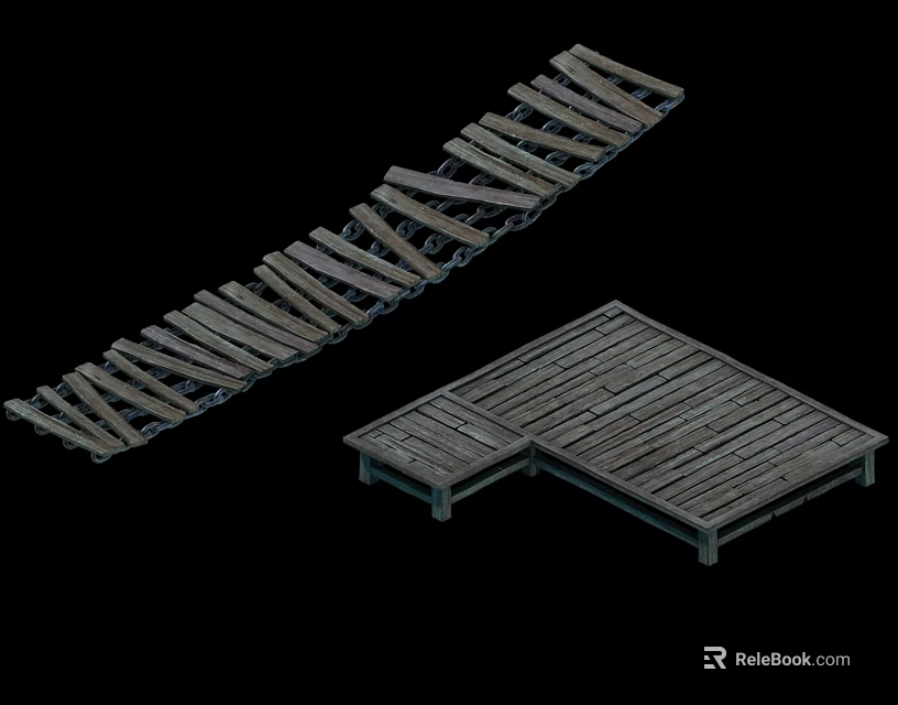 Rustic Wooden Plank Path and Platform as Essential Daily Necessities for Outdoor Use 3d model 