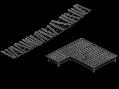 Rustic Wooden Plank Path and Platform as Essential Daily Necessities for Outdoor Use 3d model