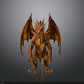 Red Mythical Dragon With Large Wings Sharp Claws Red Scales And Standing On Dark Surface 3d model