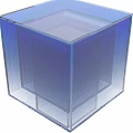 Modern Transparent Blue Cube Dining Table With Acrylic Structure Minimalist Design 3d model