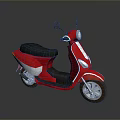 Red Scooter With Black Seat Modern Design Sleek Body And Headlight Wheels