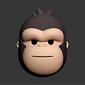 Cute Cartoon Gorilla Head 3D Model With Brown Pink Tones And Gentle Expression