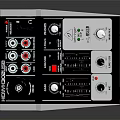 Professional Commercial Audio Mixer with Control Knobs Sliders Buttons and Indicator Lights