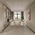 Modern Living Dining Room Interior With White Sofa Marble Wall And Chandelier
