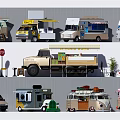 Diverse Mobile Functional Vehicles with Awnings Storage Shelves and Commercial Features