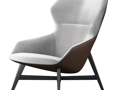 Modern Light Gray Fabric Accent Chair With Ergonomic Backrest And Metal Legs 3d model