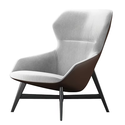 Modern Light Gray Fabric Accent Chair With Ergonomic Backrest And Metal Legs 3d model