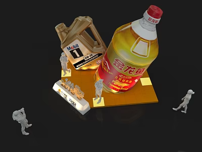 Commercial Display Equipment for Edible Oil and Lubricant Products with Miniature Figures 3d model