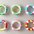 Colorful Swimming Ring Shaped Wall Decor with Various Patterns and Bright Hues for Home Interior
