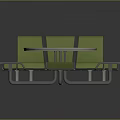 Modern Furniture Set Featuring Round White Tabletop Green Seats Chairs And Bench