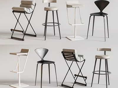 Modern Bar Stools With Various Stylish Designs And Contemporary Structures 3d model
