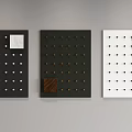 Modern Wall Decor Black Green White Panels With Square Accents And Dot Patterns 3d model