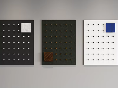 Modern Wall Decor Black Green White Panels With Square Accents And Dot Patterns 3d model