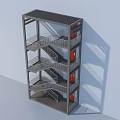 Modern Multi Level Stairs With Metal Frame Red Doors And Architectural Structure 3d model