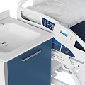 Adjustable Medical Hospital Bed With Control Panel And Bedside Cabinet 3d model