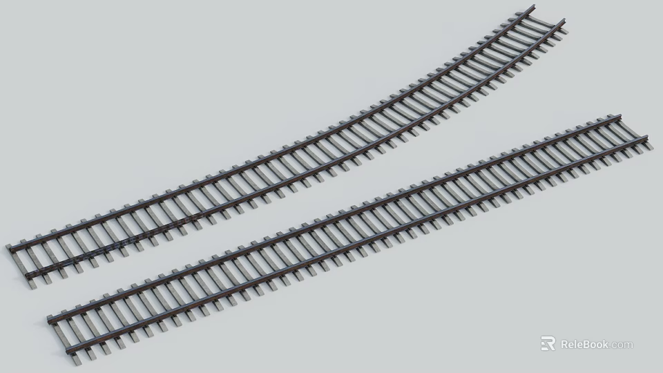 Curved Model Railway Tracks Sections For Toy Train Set Kids Play 3d model 