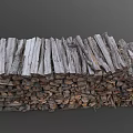 wood forest structure with large pile of firewood 3d model