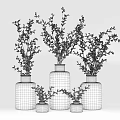 Elegant Golden Vases With Red Blossoms Decorative Arrangement In White Background