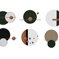 Modern Minimalist Circular Wall Decorations with Neutral Tones and Geometric Elements 3d model