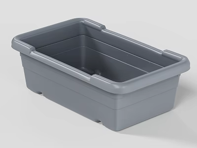 Gray Plastic Storage Bin With Handles For Household Organization And Home Use 3d model
