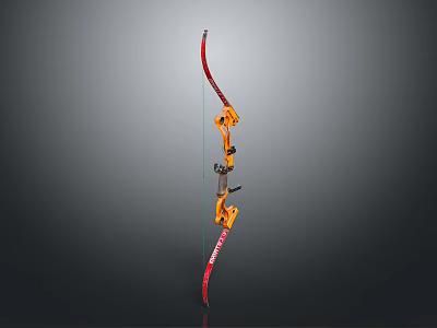 Red Orange Bow Weapon Featuring Metal Parts Grip And Taut String 3d model
