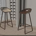 Modern Bar Stools With Rattan And Wooden Seats In Stylish Indoor Space
