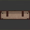 Brown Textured Suitcase With Red Straps Edges And Travel Stickers For Daily Use