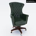 Elegant Classic Desk And Chair Set Interior With Green Leather Chair And Wooden Structure