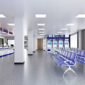 Tax Service Office Interior With Blue Wall Service Counters Computers Stools And Digital Displays