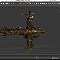 Intricate Carved Metallic Cross Jewelry With Ornate Details And Vintage Design