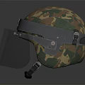 Camouflage Military Helmet With Metal Face Shield And Adjustable Strap