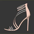 Rose Gold Women's High Heels With Thin Straps And Sparkling Stiletto Design