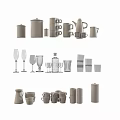 Assorted Cups Kettle Wine Glasses and Storage Jars for Home Kitchen Dining Use