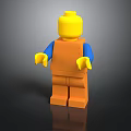 Lego Minifigure With Yellow Head Blue Arms And Orange Torso Legs