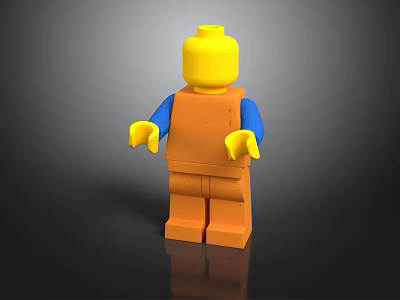 Lego Minifigure With Yellow Head Blue Arms And Orange Torso Legs 3d model