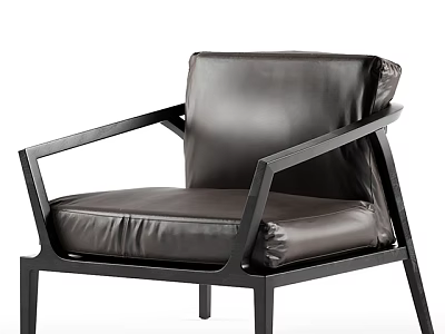 Stylish Single Sofa With Leather Upholstery And Modern Black Frame Design 3d model
