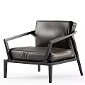 Stylish Single Sofa With Leather Upholstery And Modern Black Frame Design