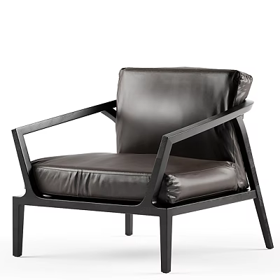 Stylish Single Sofa With Leather Upholstery And Modern Black Frame Design 3d model