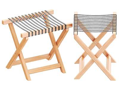 Wooden Folding Hangers With Striped Woven Design For Clothing Storage In Home 3d model