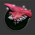 Game Movie Character With Pink Hair Fox Ears Pink Dress White Gloves And Starry Tail