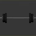 Black Metal Dumbbell With Weight Plates And Metal Bar On Reflective Floor