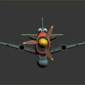 Cartoon Style Airplane Model Featuring Green Yellow Red Blue Colors NAF On Tail And Propeller